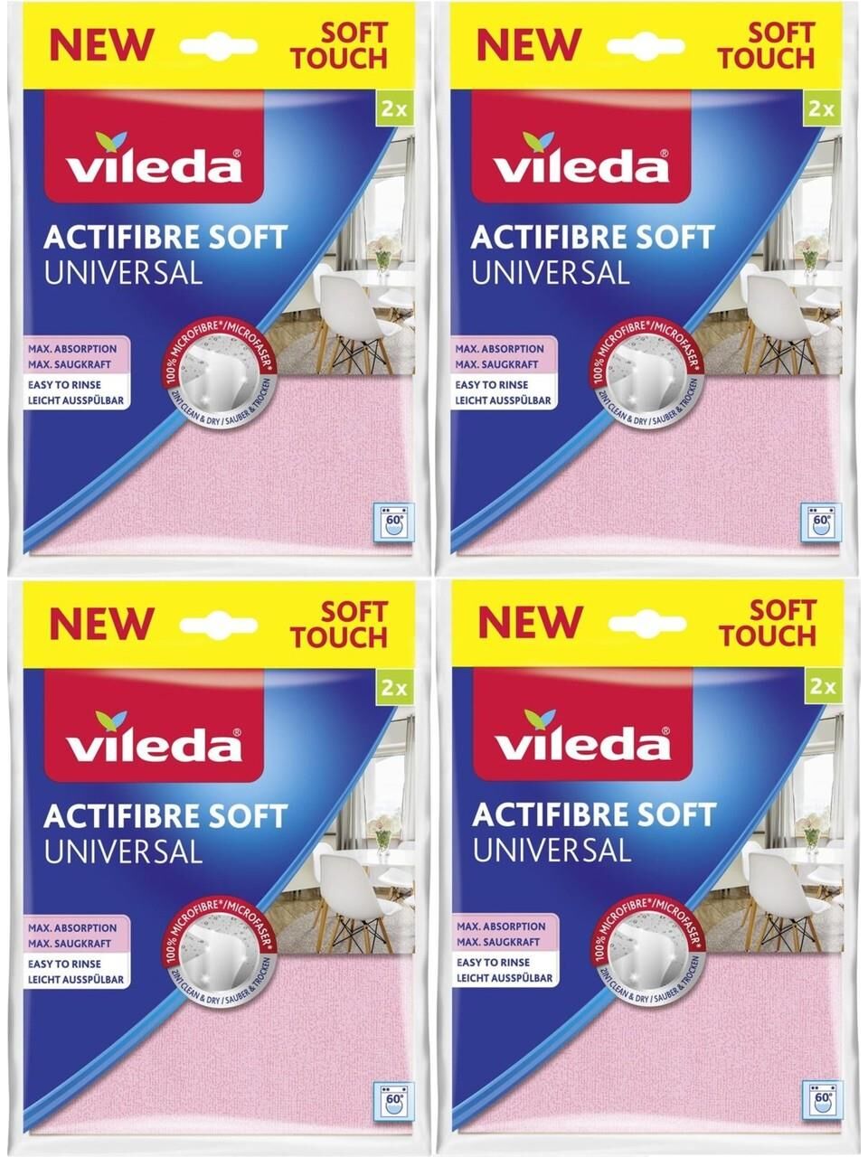 Vileda Pva Aktifiber Mikrofiber Bez 2'li (Actifibre) 4 Paket Temizlik Bezi