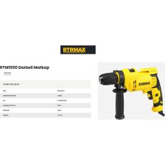 RTRMAX RTM1550 DARBELİ MATKAP 550 W 13 MM