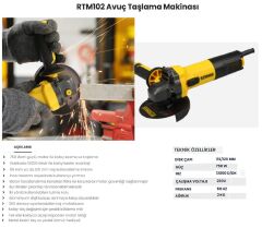 Rtrmax Avuç Taşlama 750 W 115 mm Rtm 102