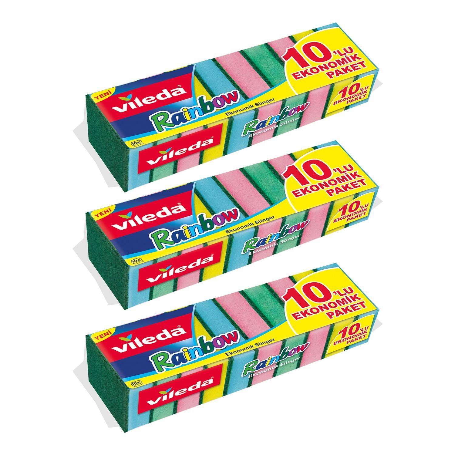 10'lu Rainbow Ekonomik Bulaşık Süngeri 3'li Paket