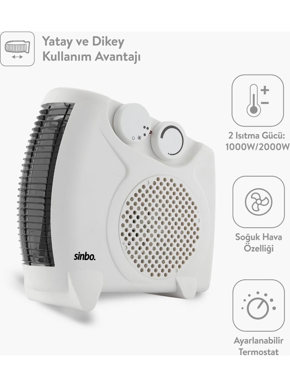 Sinbo Fanlı Isıtıcı 2000w Sıcak - Soğuk ve Yatay - Dikey Kullanıma Uygun SFH-6940