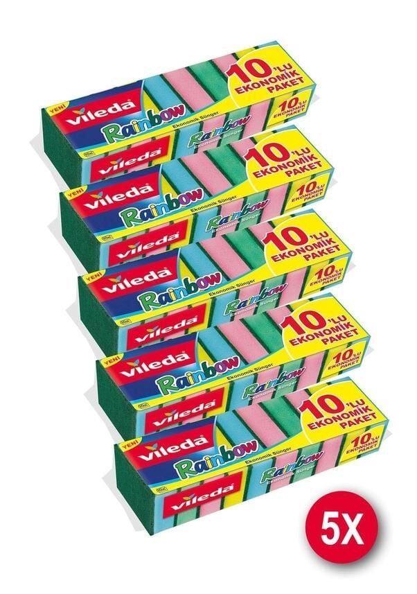 10'lu Rainbow Ekonomik Bulaşık Süngeri 5'li Paket