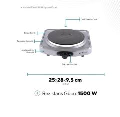 KUMTEL LX-7011 Gri Tekli Elektrikli Ocak